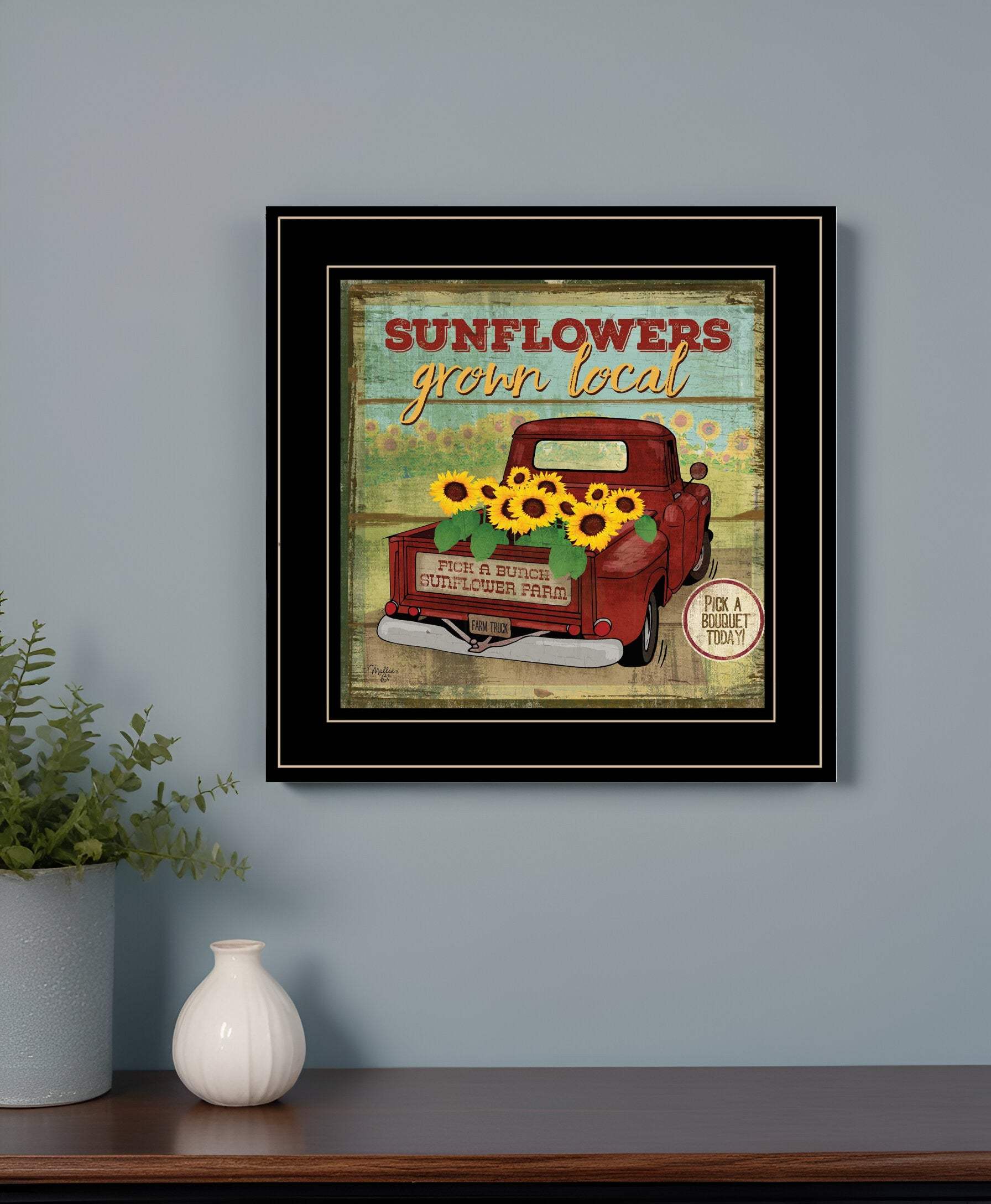 Sunflowers from the Farm 4 Black Framed Print Wall Art - Homeroots - Flyclothing LLC