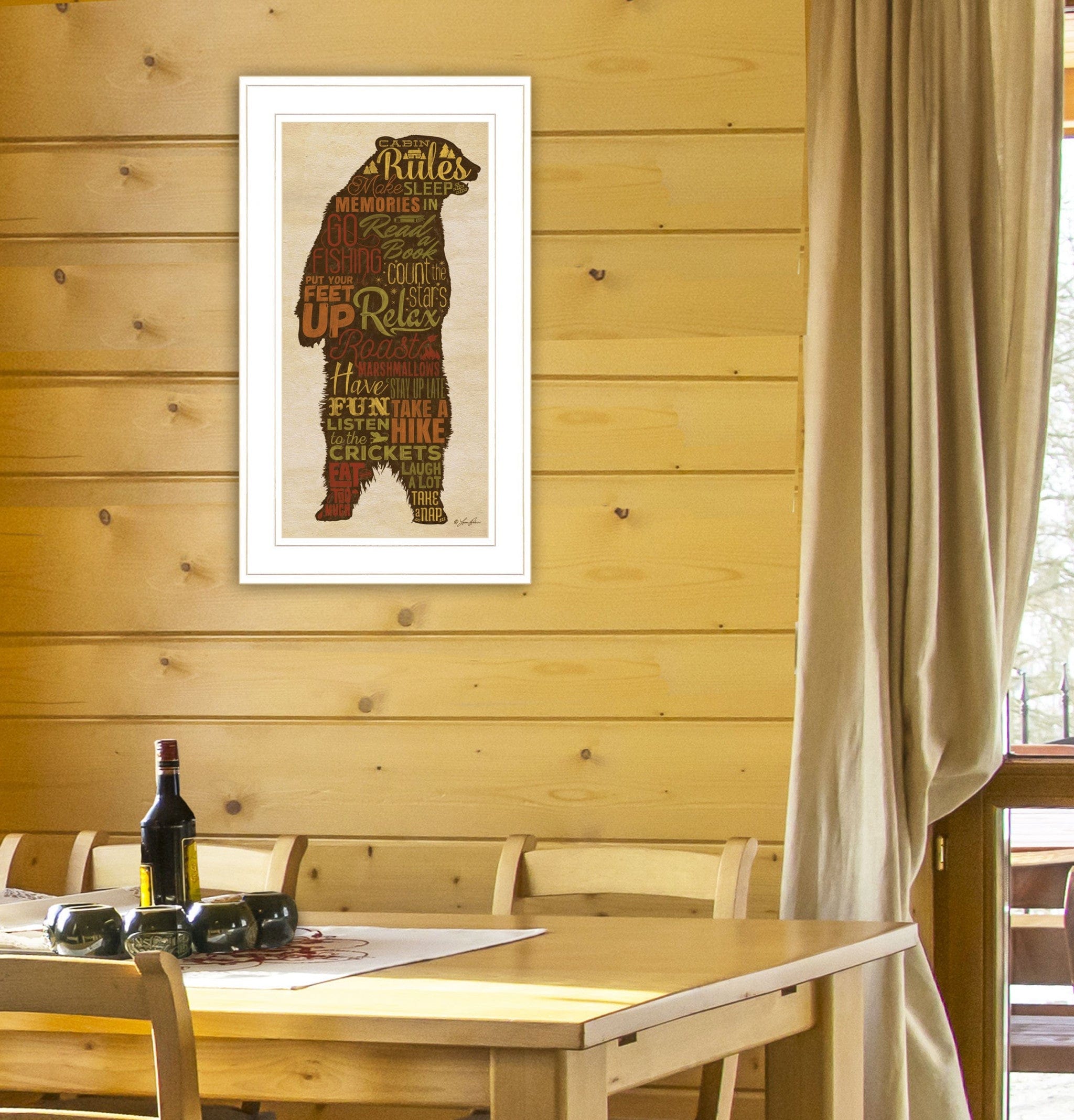 Cabin Rules 3 White Framed Print Wall Art - Homeroots