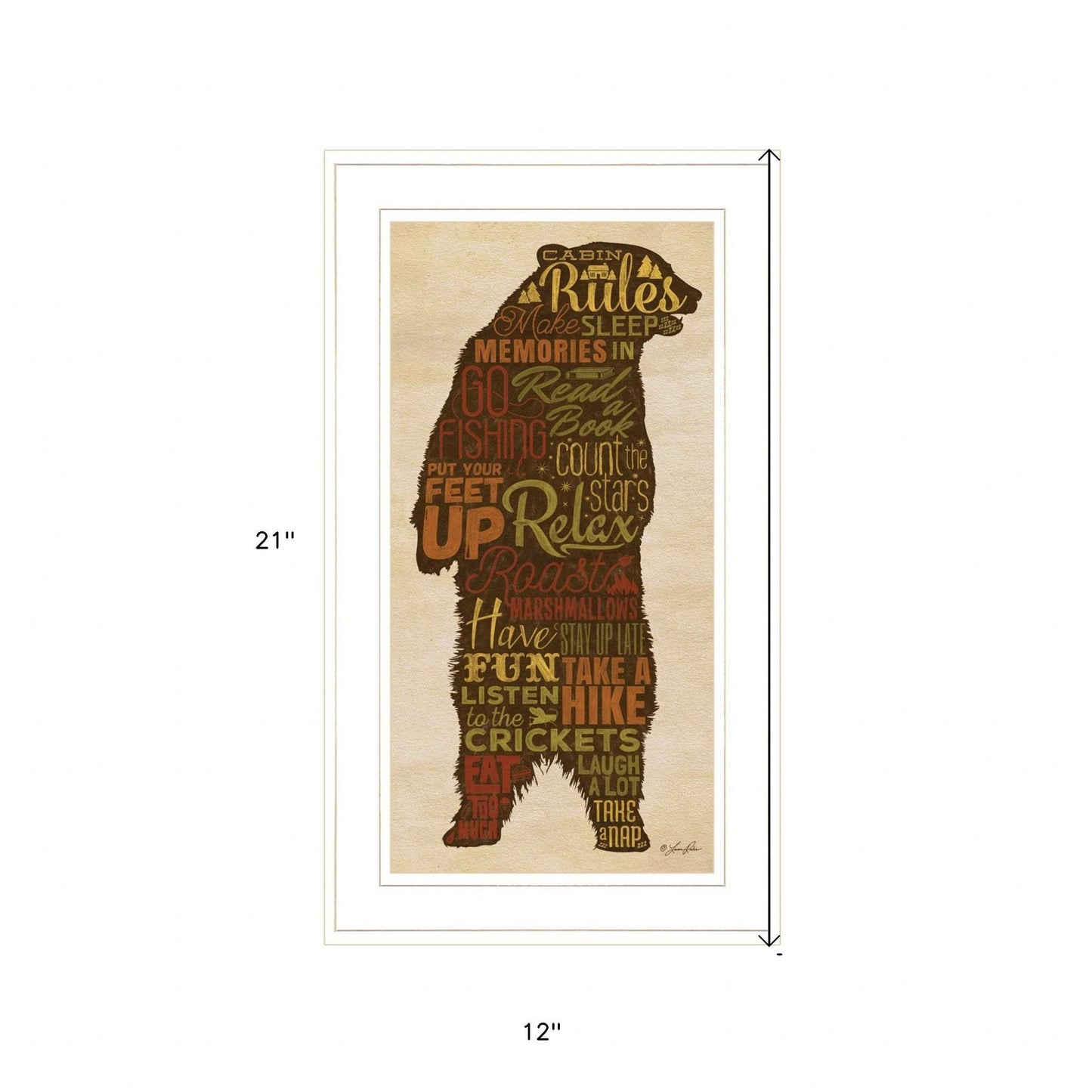 Cabin Rules 3 White Framed Print Wall Art - Homeroots - Flyclothing LLC