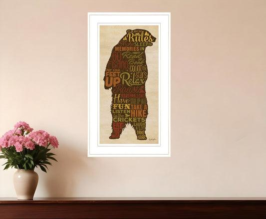 Cabin Rules 3 White Framed Print Wall Art - Homeroots
