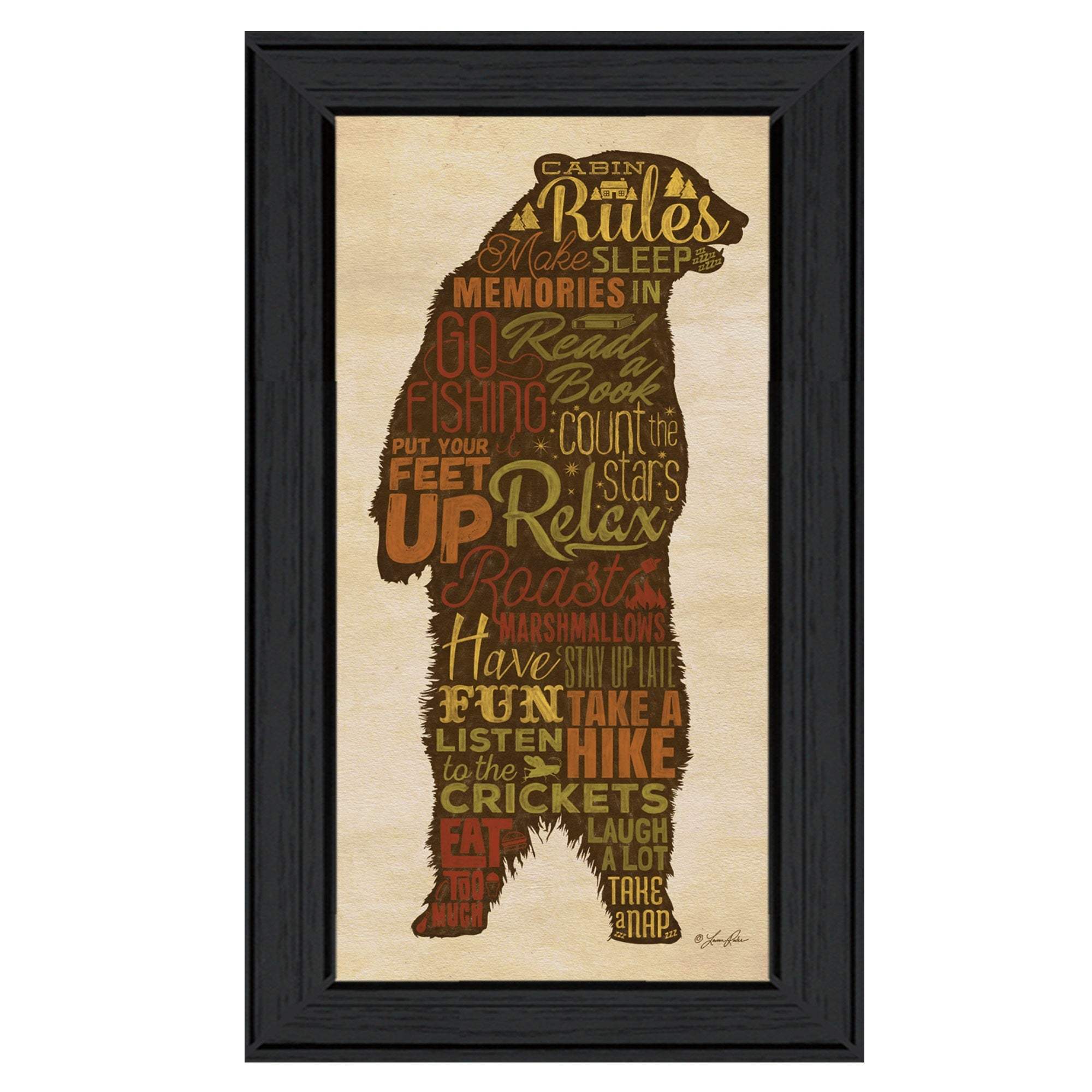 Cabin Rules 4 Black Framed Print Wall Art - Homeroots - Flyclothing LLC