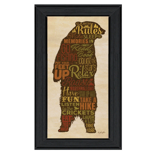 Cabin Rules 4 Black Framed Print Wall Art - Homeroots
