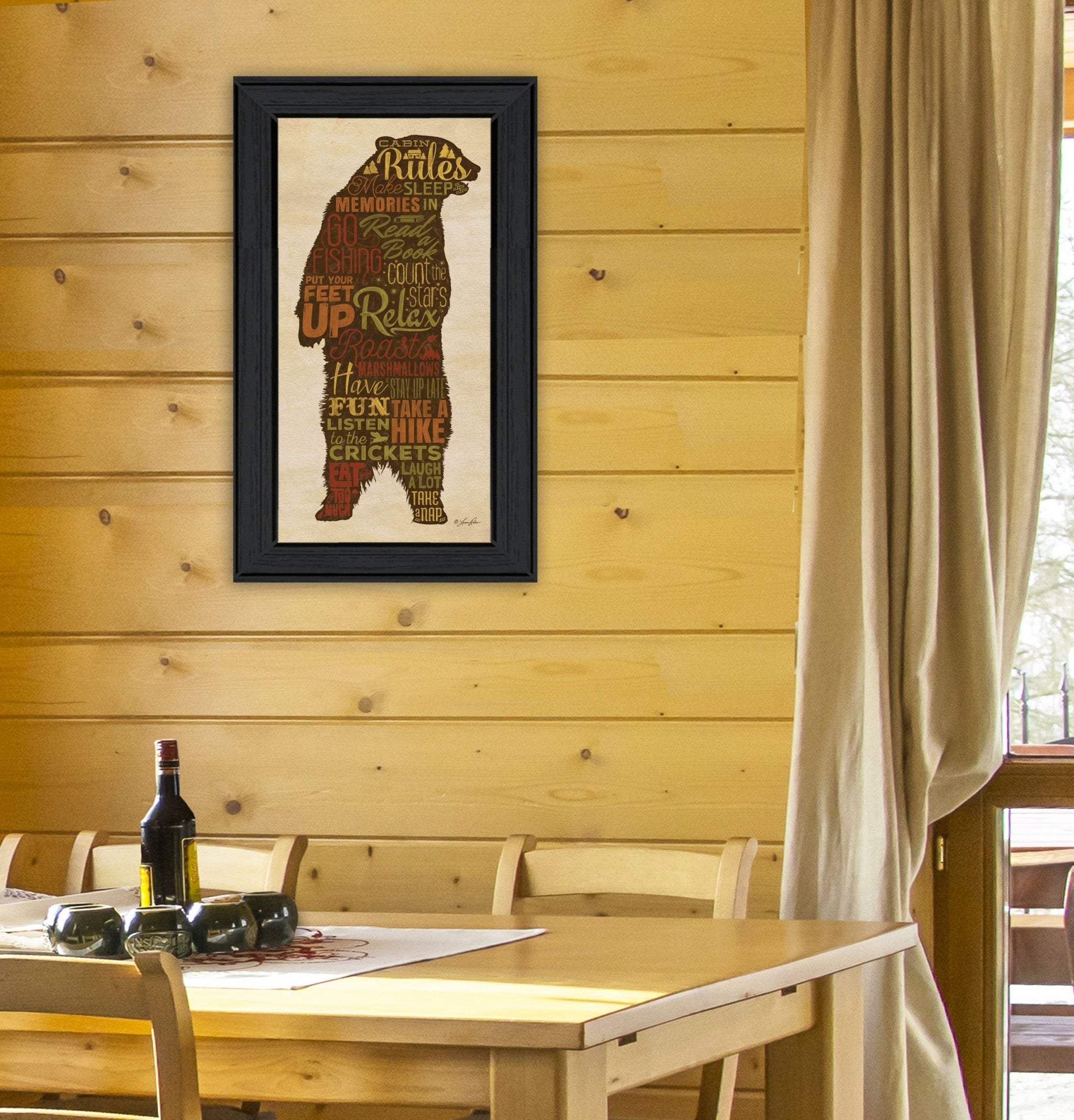 Cabin Rules 4 Black Framed Print Wall Art - Homeroots - Flyclothing LLC
