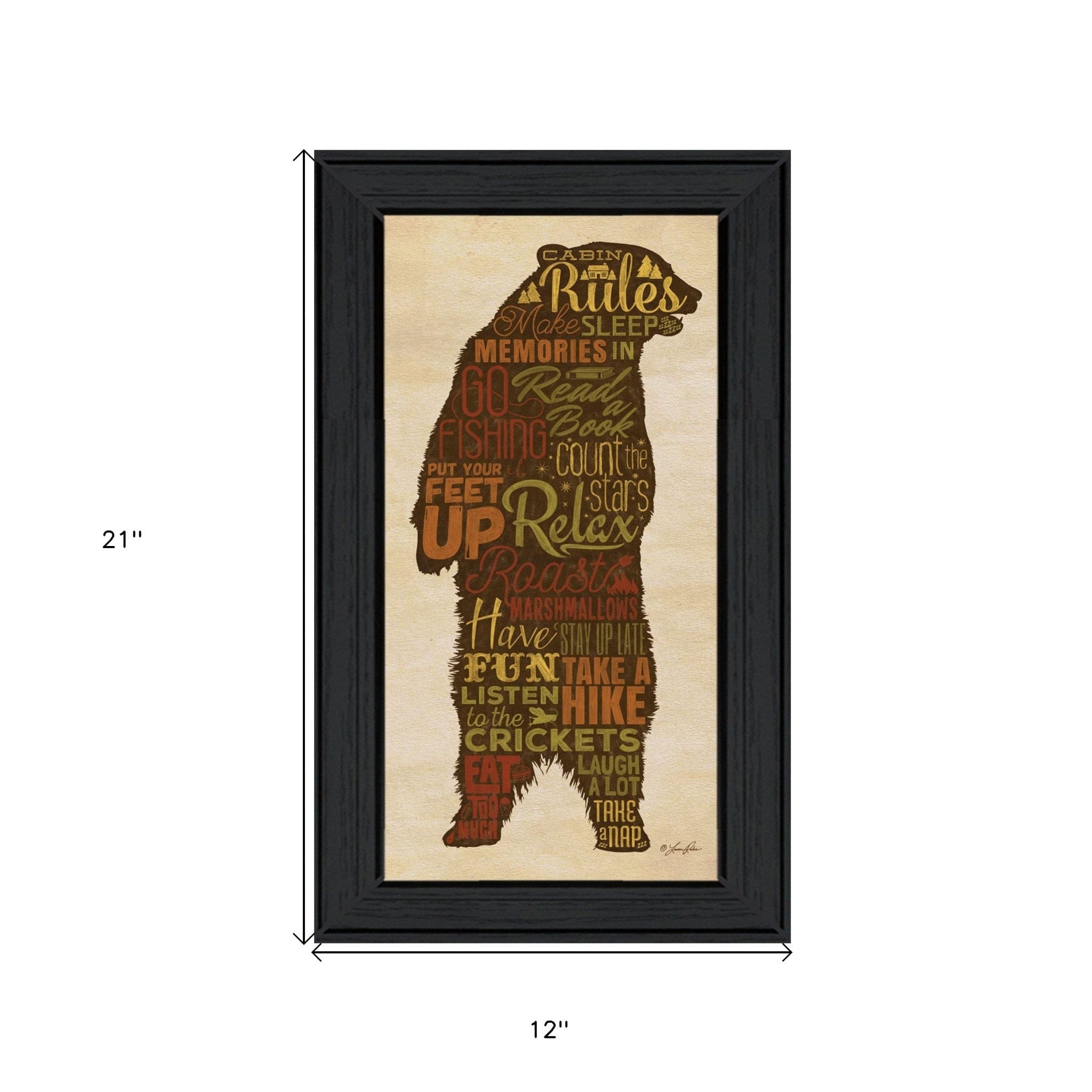 Cabin Rules 4 Black Framed Print Wall Art - Homeroots