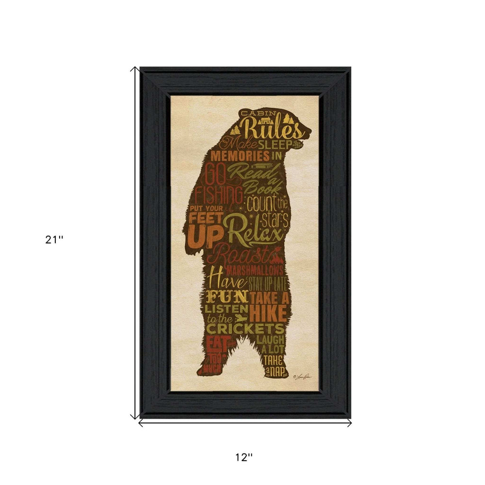 Cabin Rules 4 Black Framed Print Wall Art - Homeroots - Flyclothing LLC