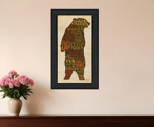 Cabin Rules 4 Black Framed Print Wall Art - Homeroots