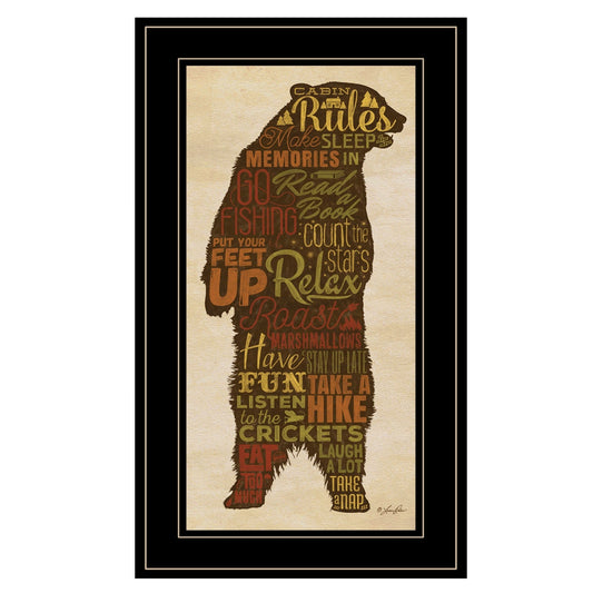 Cabin Rules 5 Black Framed Print Wall Art - Homeroots