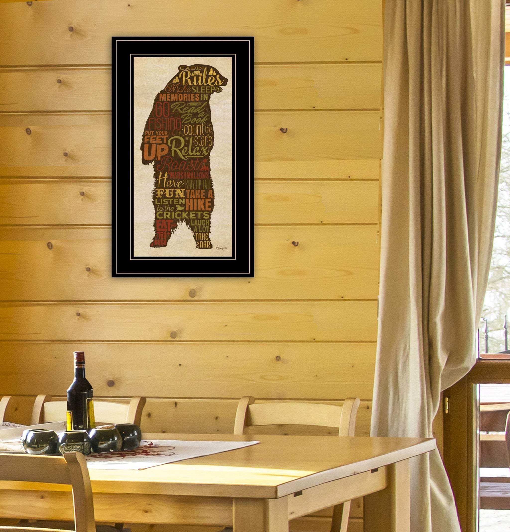 Cabin Rules 5 Black Framed Print Wall Art - Homeroots - Flyclothing LLC