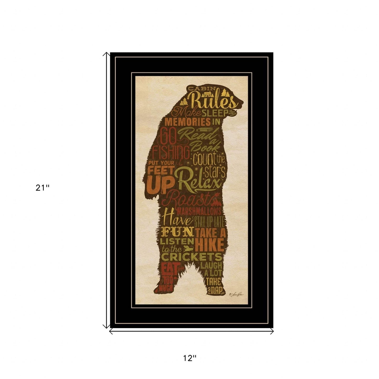 Cabin Rules 5 Black Framed Print Wall Art - Homeroots - Flyclothing LLC
