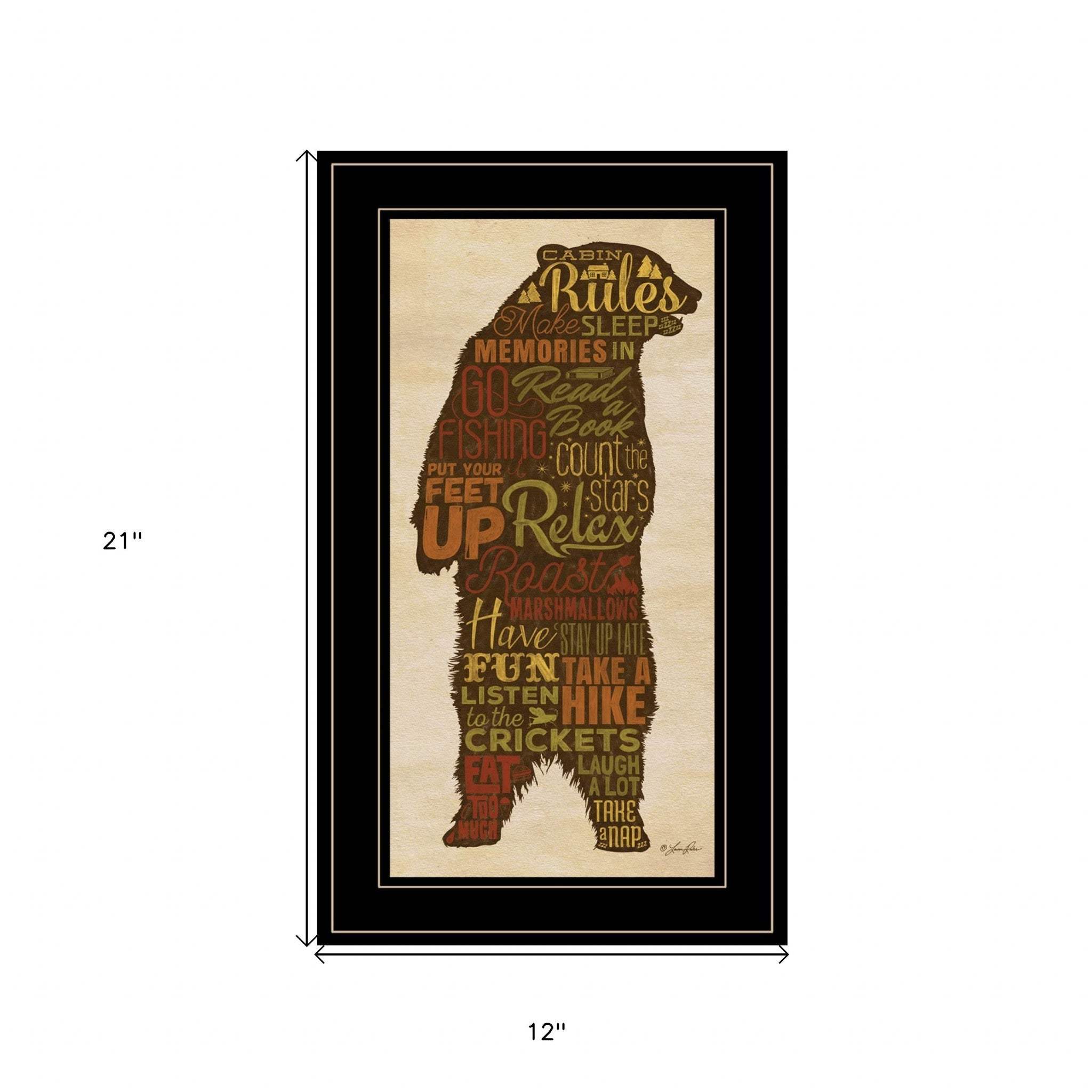 Cabin Rules 5 Black Framed Print Wall Art - Homeroots - Flyclothing LLC