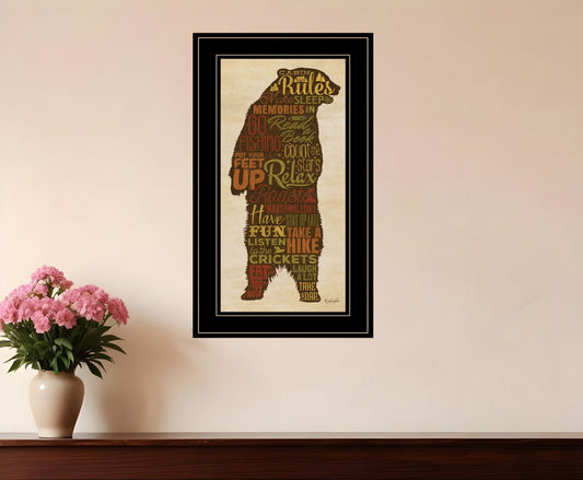Cabin Rules 5 Black Framed Print Wall Art - Homeroots