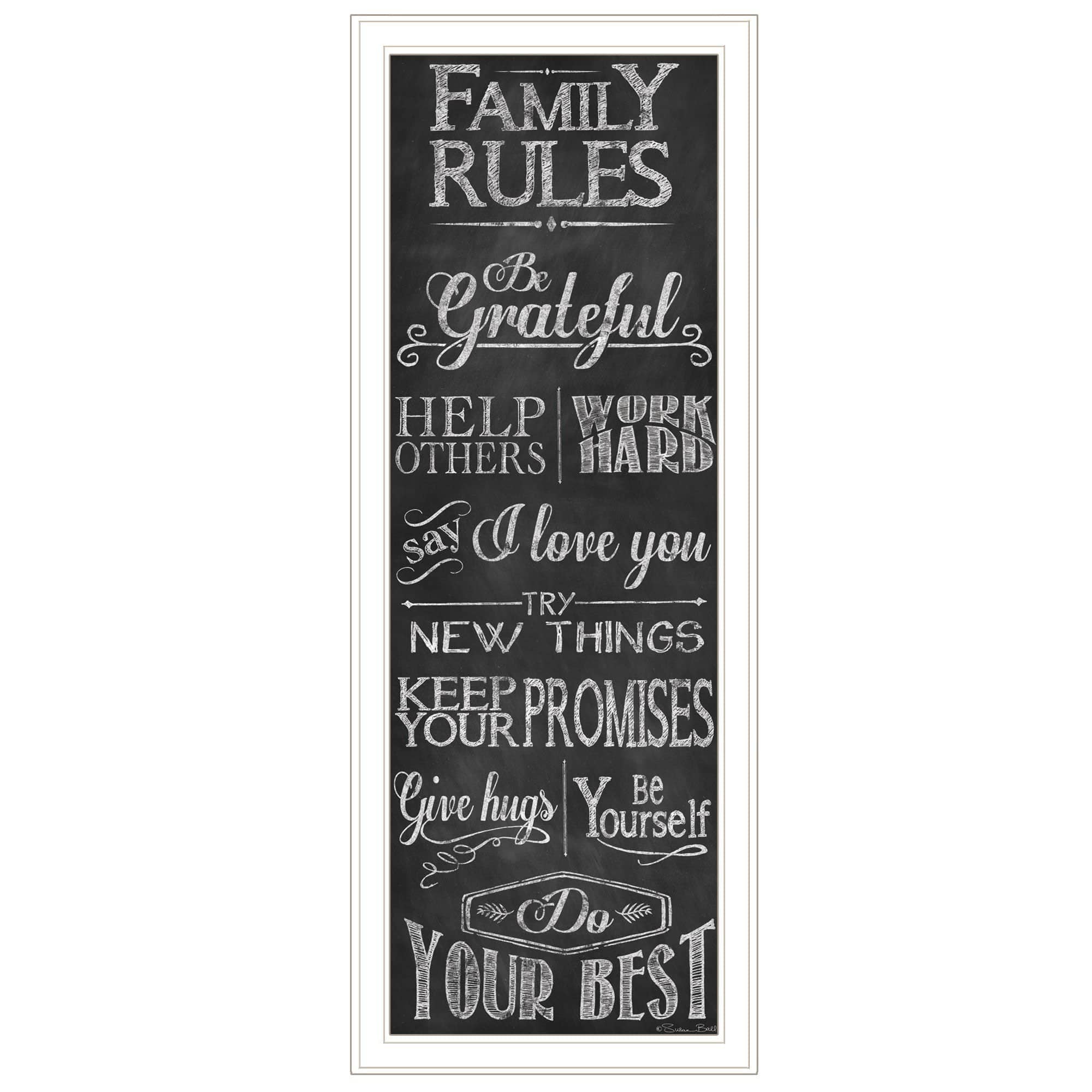 Family Rules 2 White Framed Print Wall Art - Homeroots