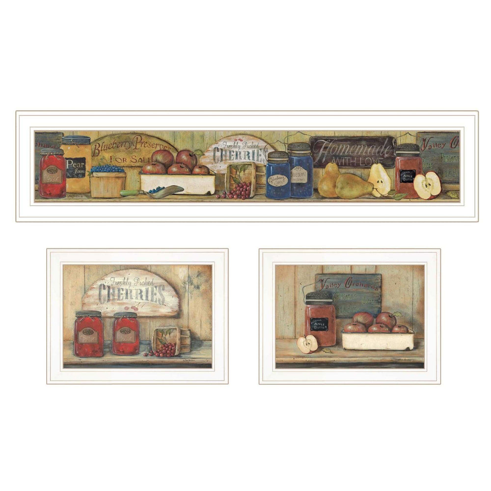 Set Of Three Country Kitchen 1 White Framed Print Kitchen Wall Art - Homeroots - Flyclothing LLC