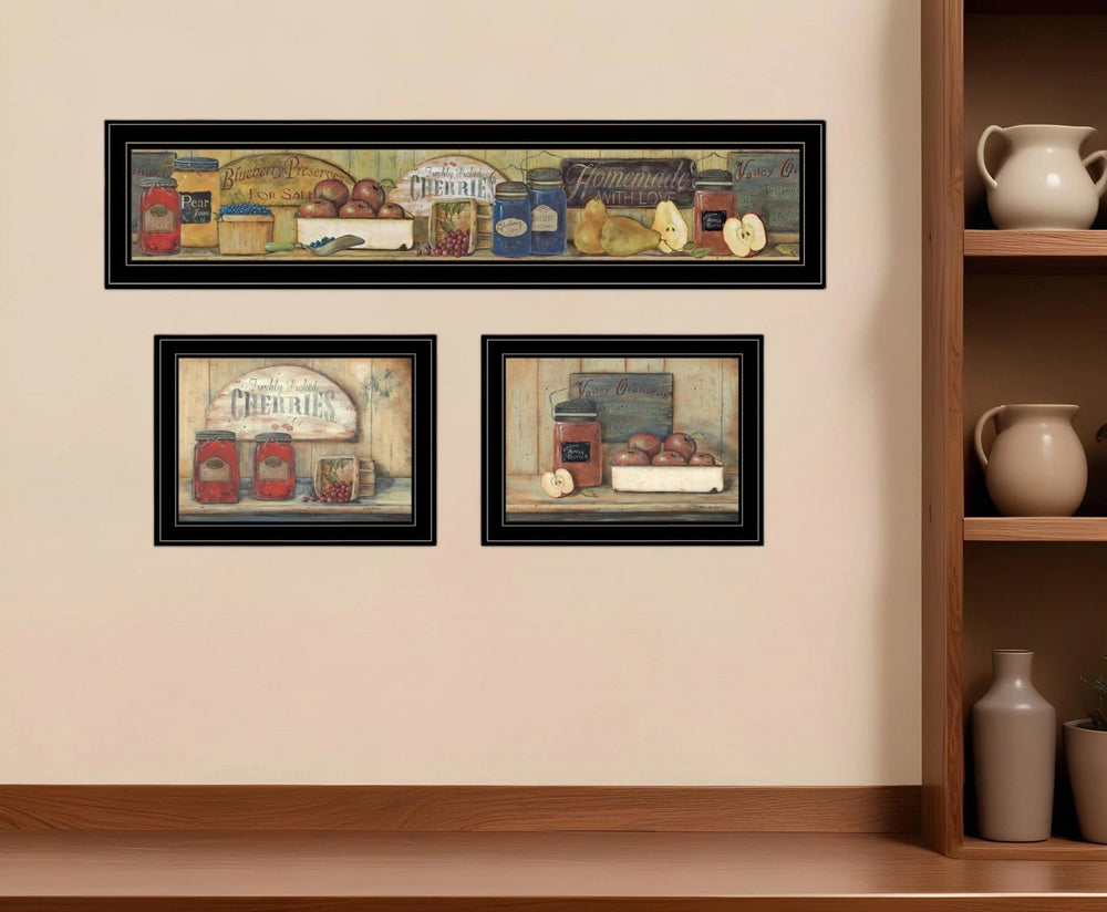 Set Of Three Country Kitchen 2 Black Framed Print Kitchen Wall Art - Homeroots