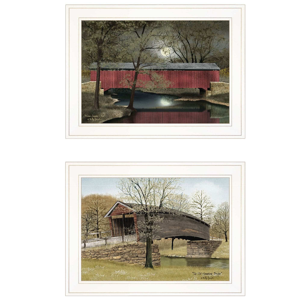 Set Of Two Bridges of 1 White Framed Print Wall Art - Homeroots - Flyclothing LLC