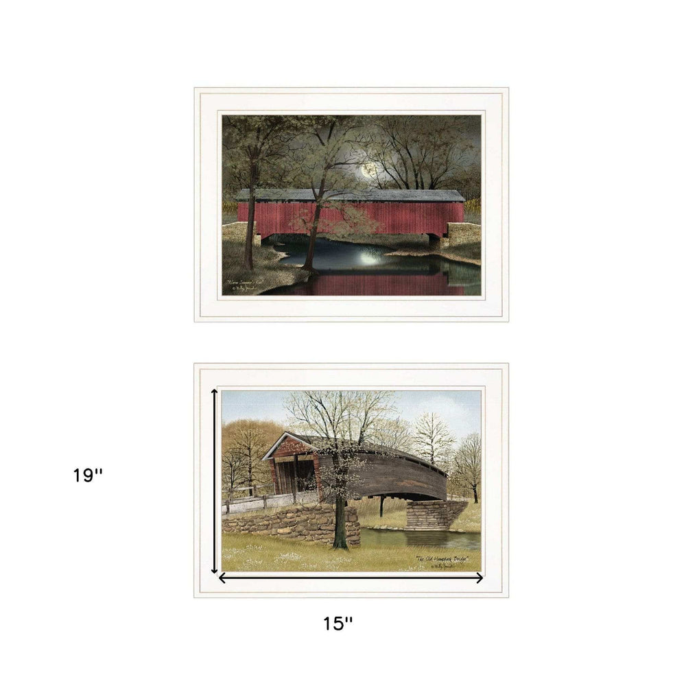Set Of Two Bridges of 1 White Framed Print Wall Art - Homeroots - Flyclothing LLC