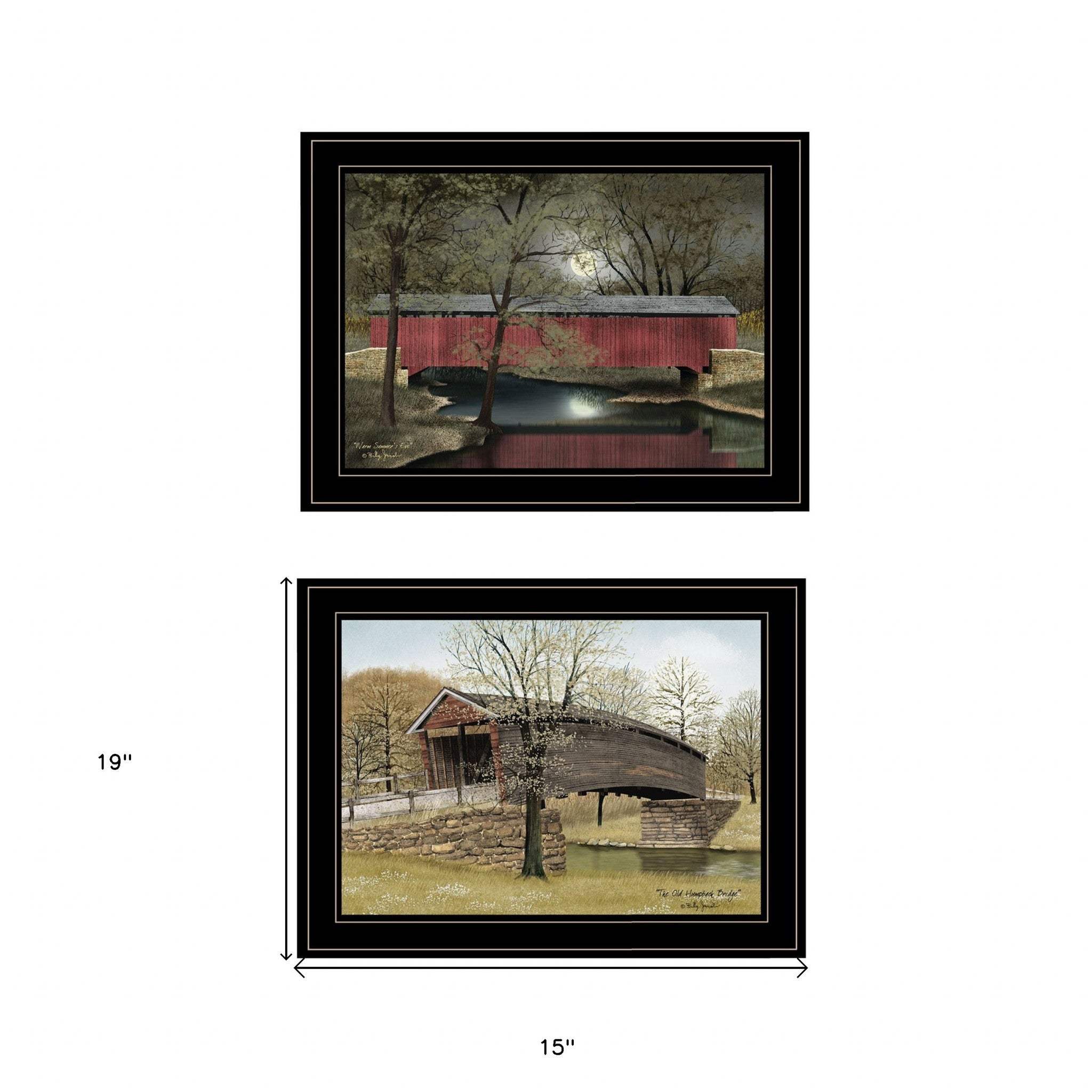 Set Of Two Bridges of 2 Black Framed Print Wall Art - Homeroots - Flyclothing LLC