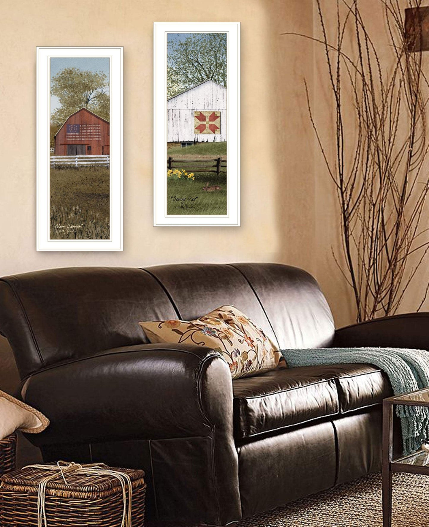 Set Of Two Country Barns 1 White Framed Print Wall Art - Homeroots - Flyclothing LLC