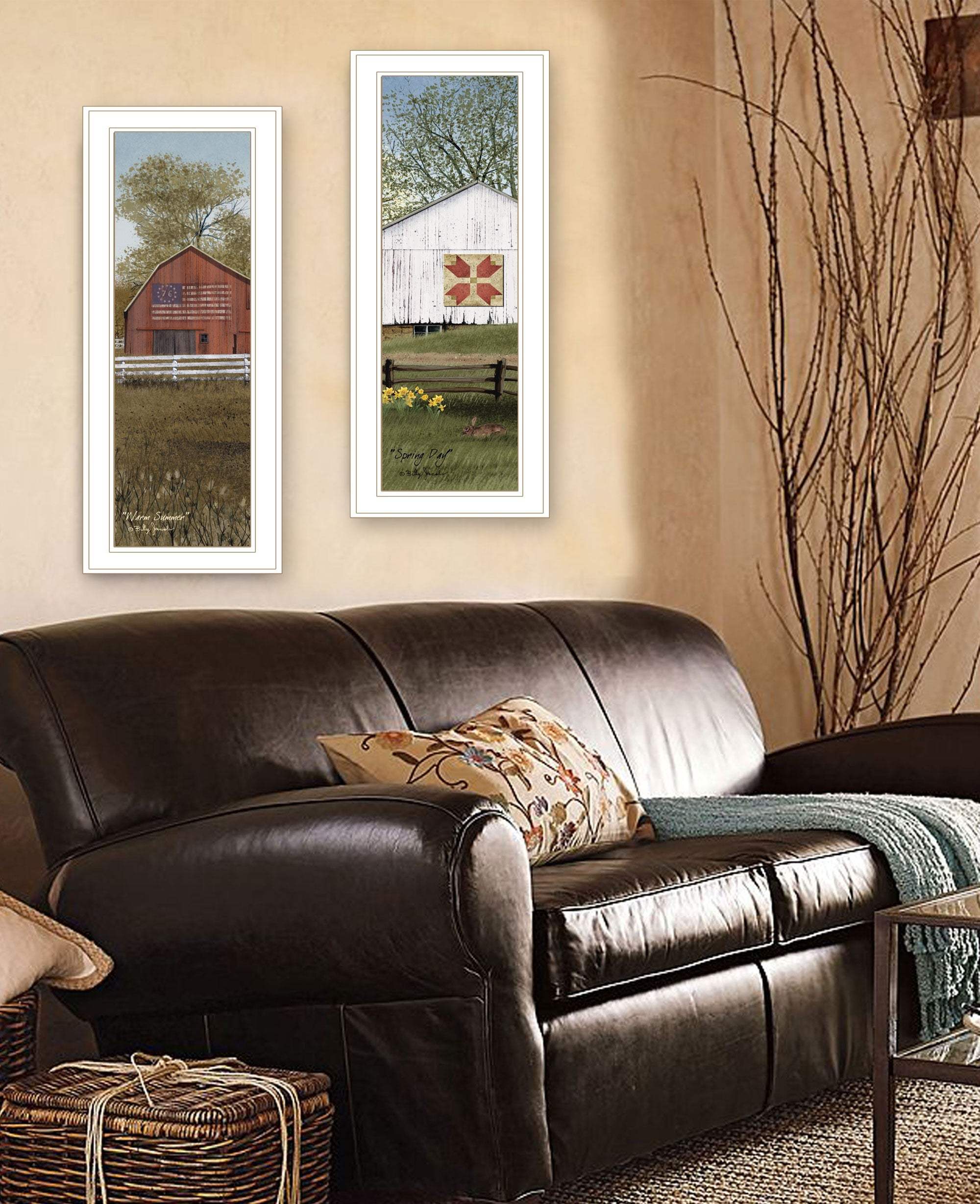 Set Of Two Country Barns 1 White Framed Print Wall Art - Homeroots - Flyclothing LLC