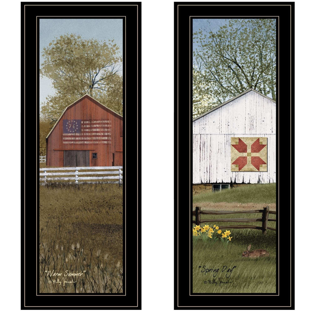 Set Of Two Country Barns 2 Black Framed Print Wall Art - Homeroots - Flyclothing LLC