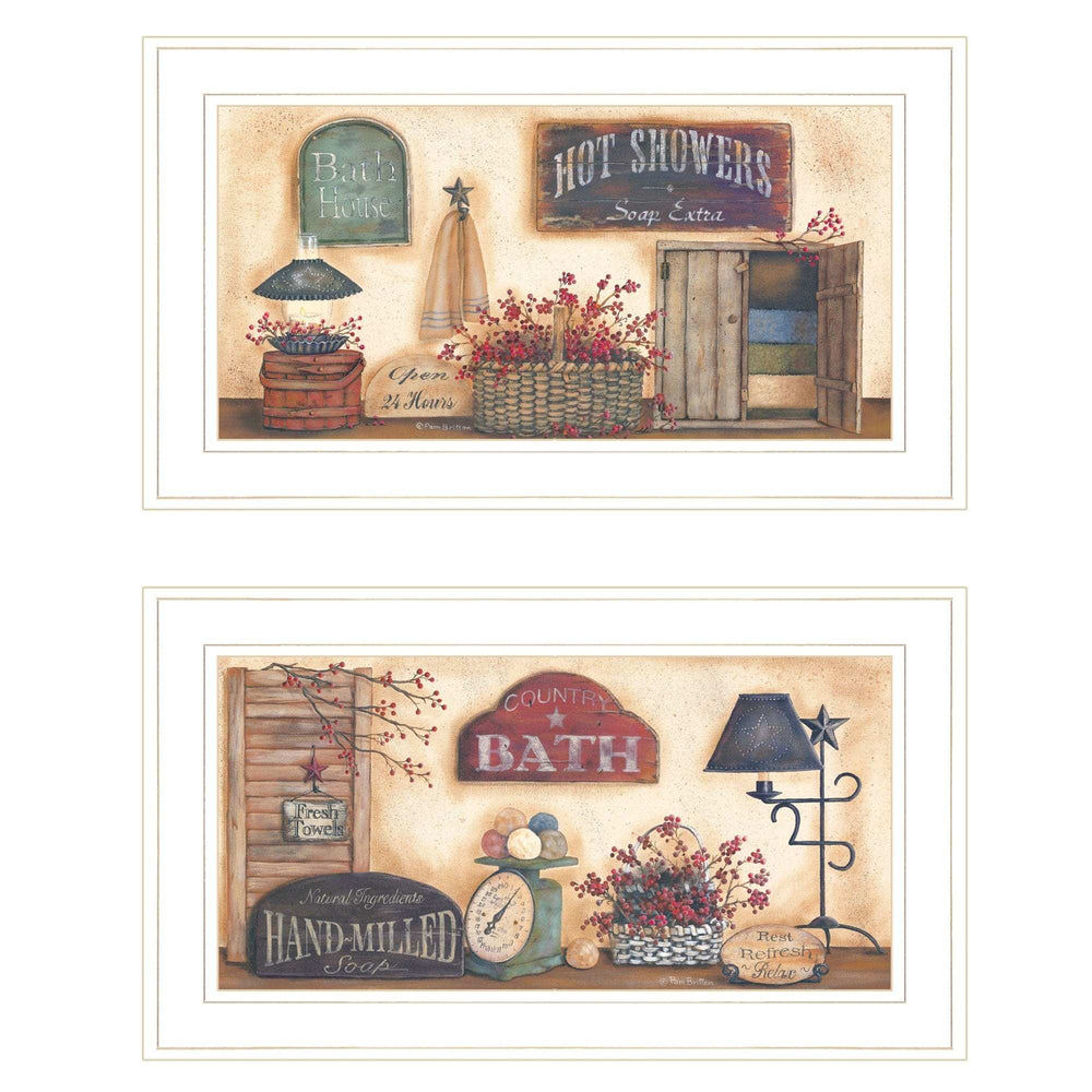 Set Of Two Bath 2 White Framed Print Bathroom Wall Art - Homeroots - Flyclothing LLC