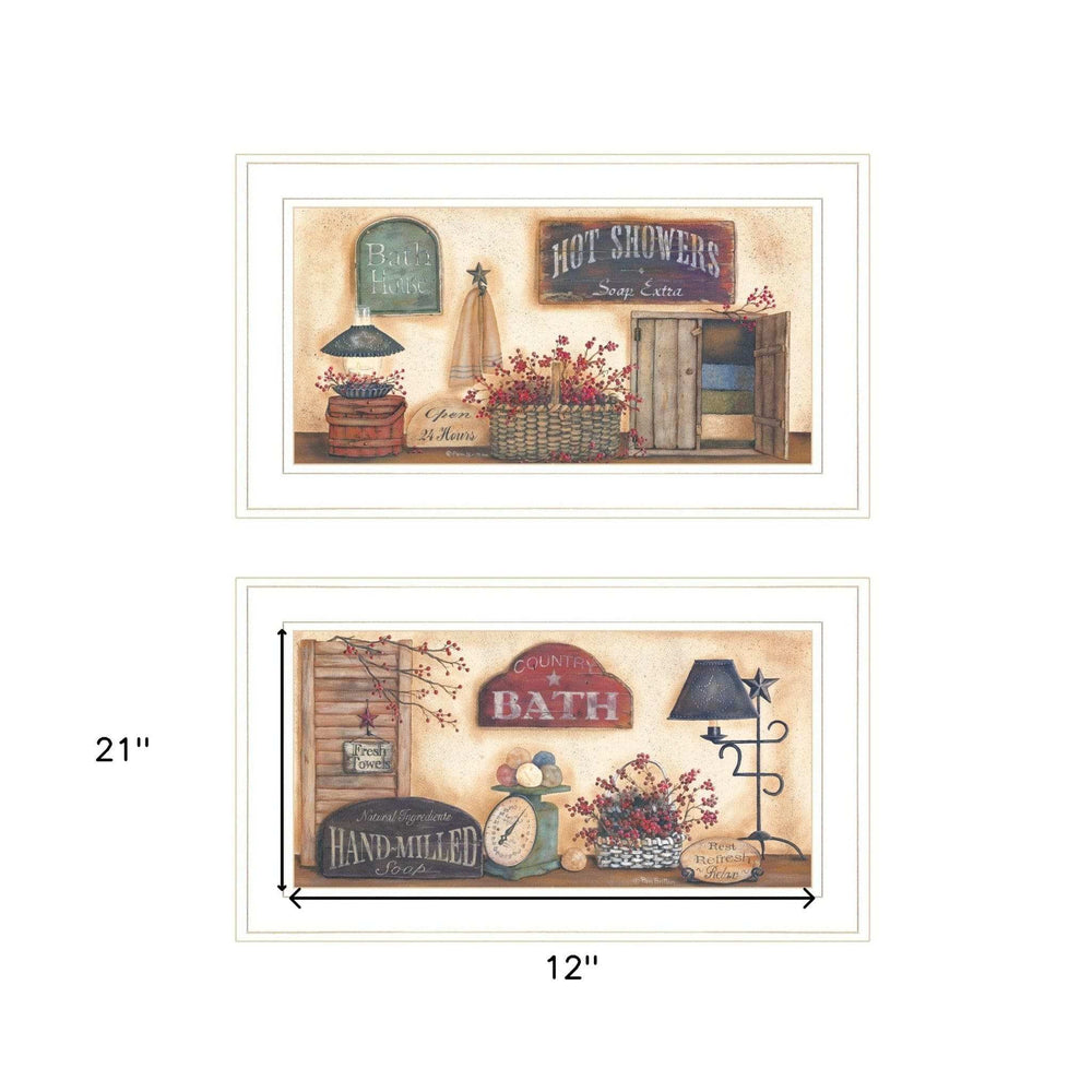 Set Of Two Bath 2 White Framed Print Bathroom Wall Art - Homeroots - Flyclothing LLC