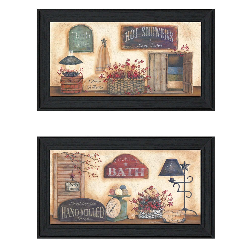 Set Of Two Bath 3 Black Framed Print Bathroom Wall Art - Homeroots - Flyclothing LLC