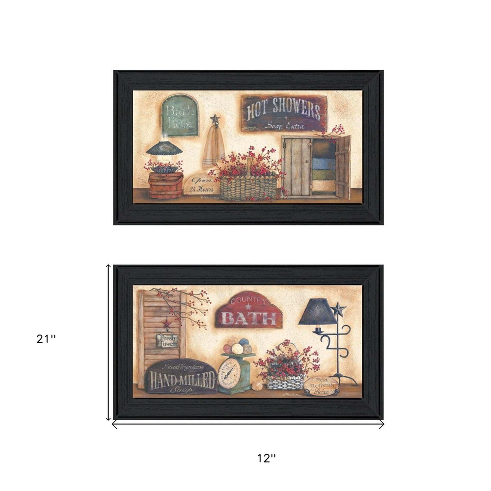 Set Of Two Bath 3 Black Framed Print Bathroom Wall Art - Homeroots - Flyclothing LLC