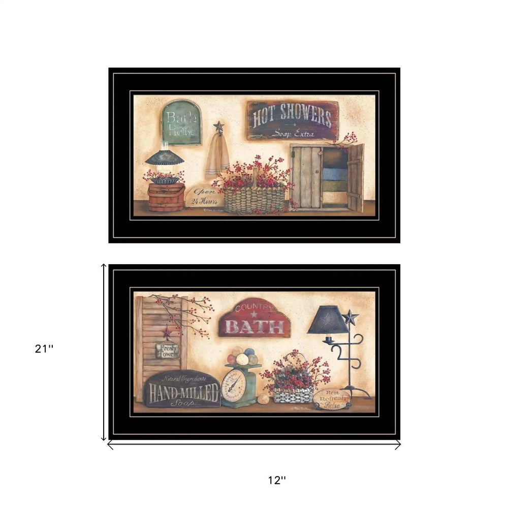 Set Of Two Bath 4 Black Framed Print Bathroom Wall Art - Homeroots - Flyclothing LLC