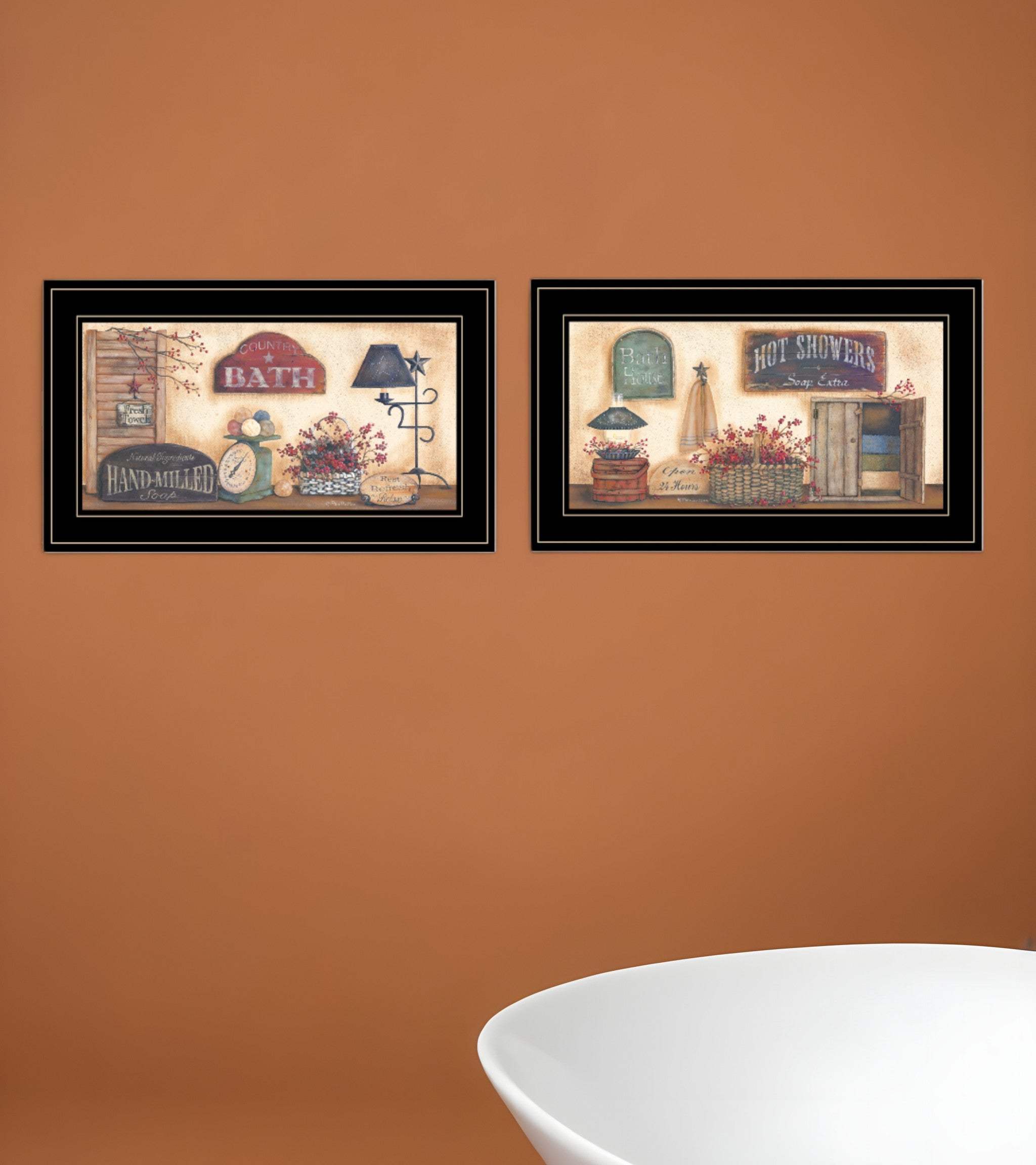 Set Of Two Bath 4 Black Framed Print Bathroom Wall Art - Homeroots - Flyclothing LLC