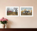 Set Of Two Country Roads 1 White Framed Print Wall Art - Homeroots