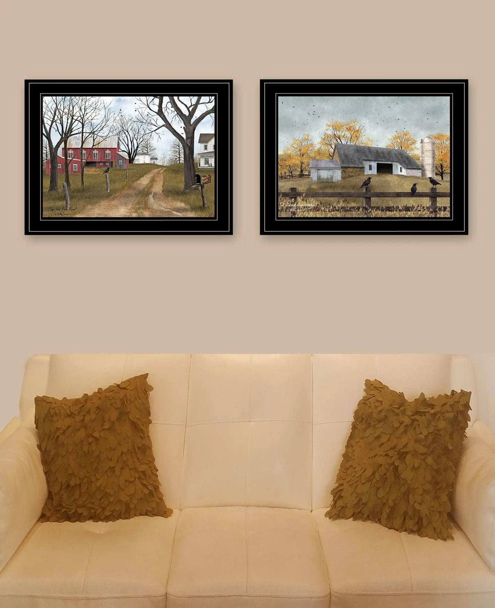 Set Of Two Country Roads 2 Black Framed Print Wall Art - Homeroots - Flyclothing LLC
