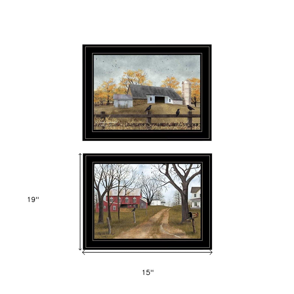 Set Of Two Country Roads 2 Black Framed Print Wall Art - Homeroots - Flyclothing LLC