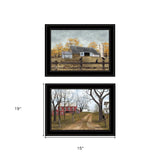 Set Of Two Country Roads 2 Black Framed Print Wall Art - Homeroots - Flyclothing LLC