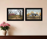 Set Of Two Country Roads 2 Black Framed Print Wall Art - Homeroots