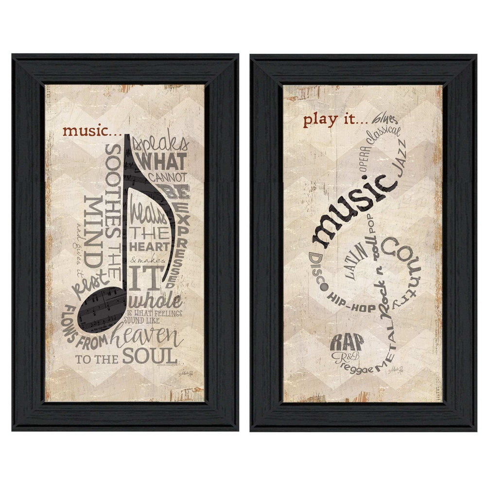Set Of Two Music 8 Black Framed Print Wall Art - Homeroots - Flyclothing LLC