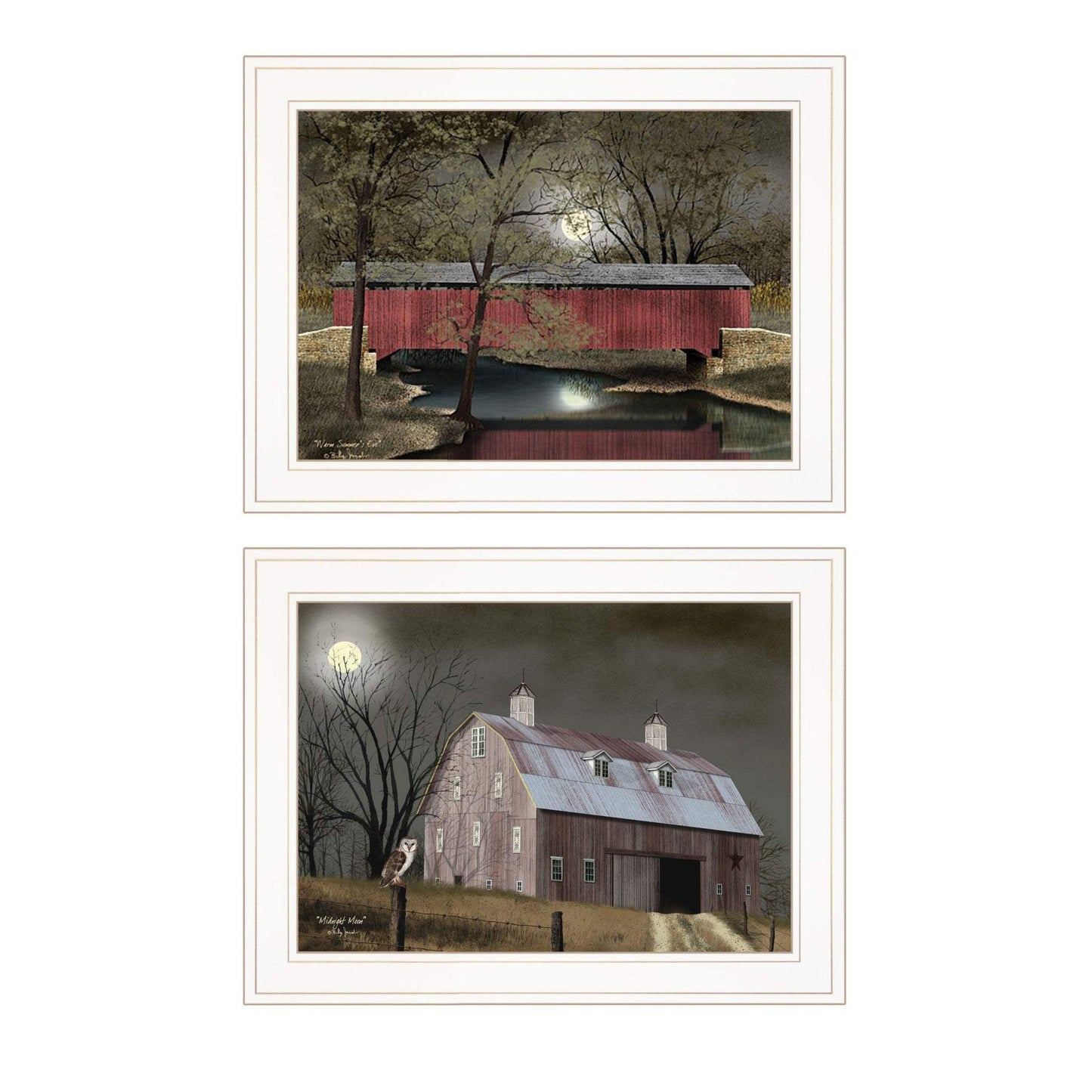 Set Of Two Midnight Moon 1 White Framed Print Wall Art - Homeroots - Flyclothing LLC