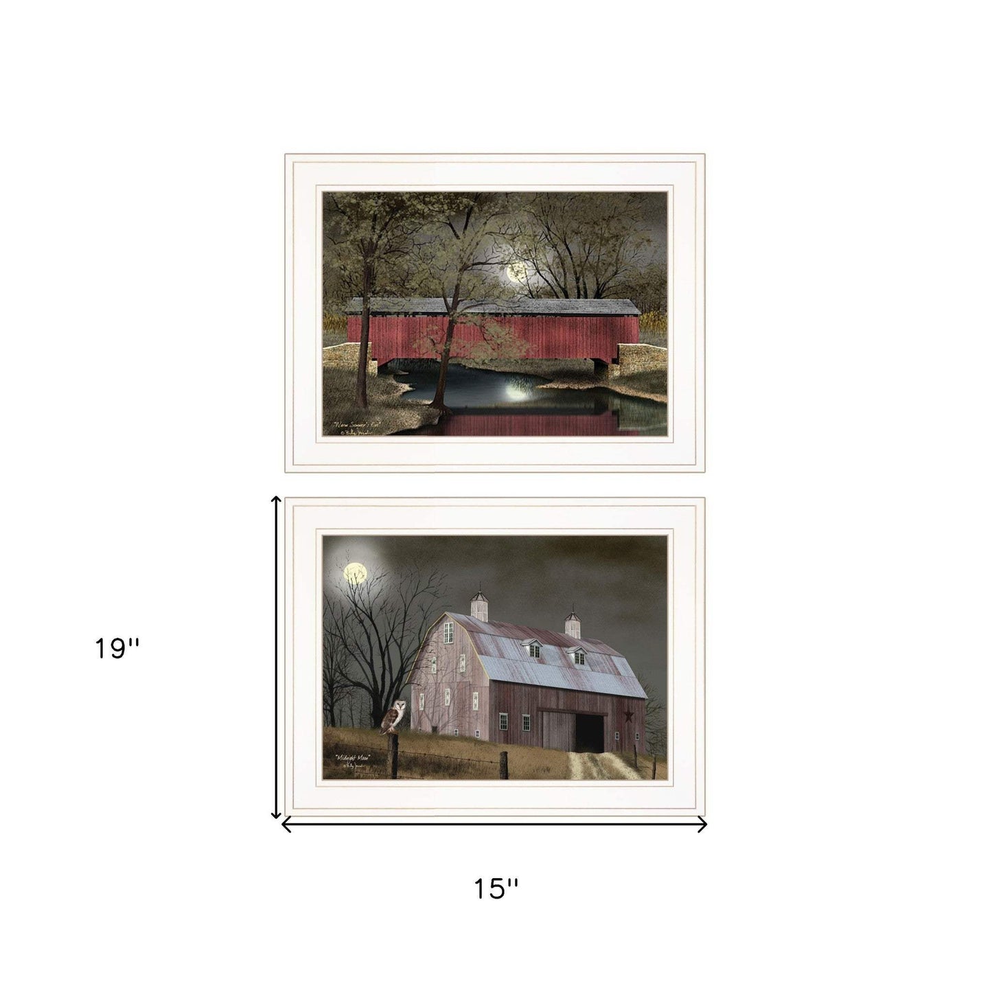 Set Of Two Midnight Moon 1 White Framed Print Wall Art - Homeroots - Flyclothing LLC