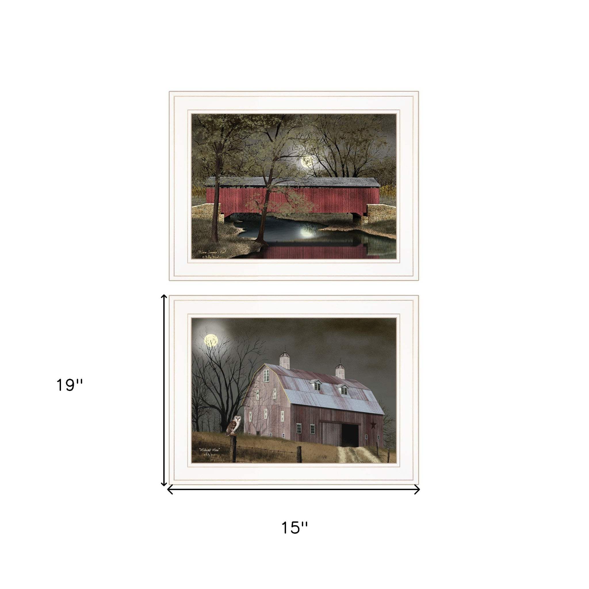 Set Of Two Midnight Moon 1 White Framed Print Wall Art - Homeroots - Flyclothing LLC