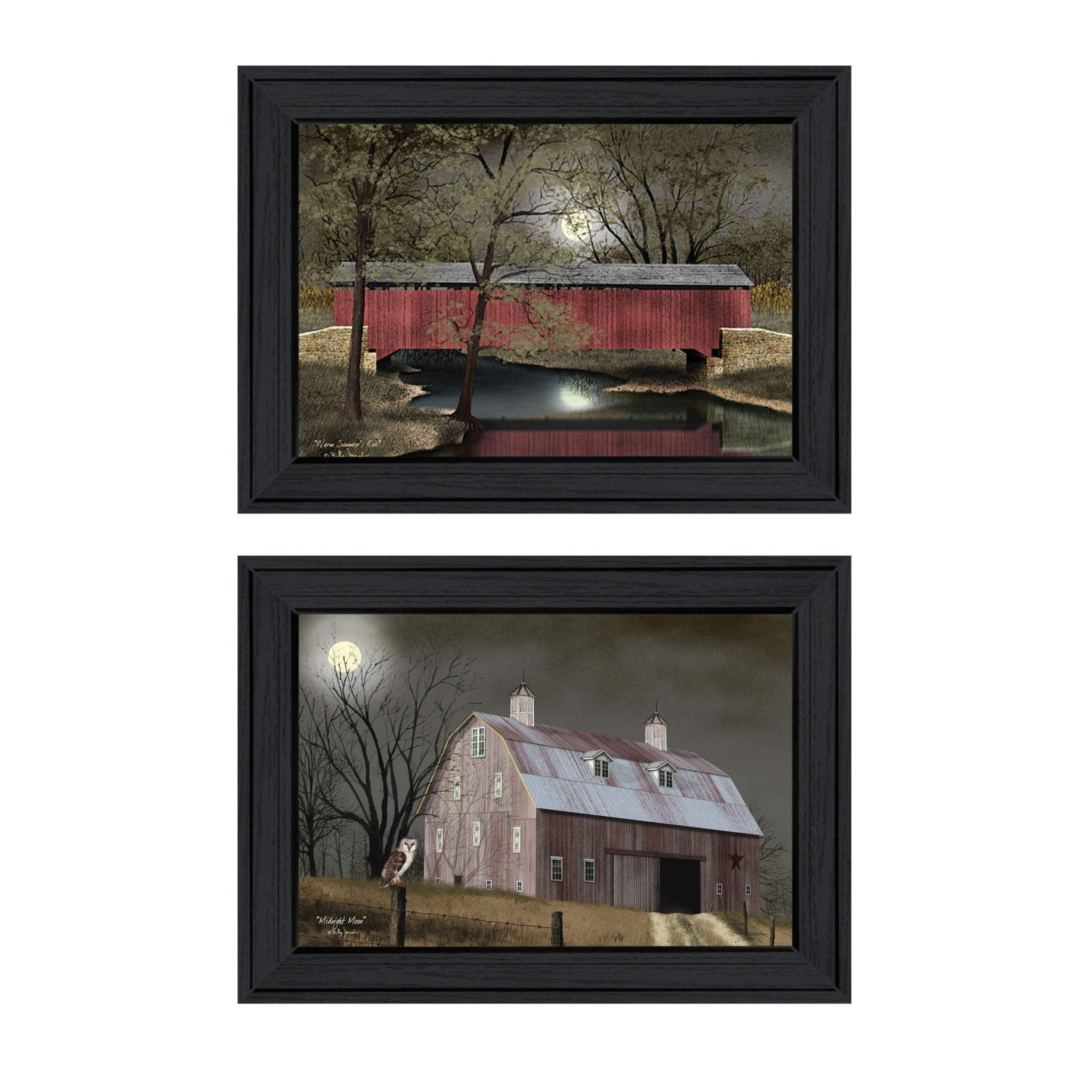 Set Of Two Midnight Moon 2 Black Framed Print Wall Art - Homeroots - Flyclothing LLC
