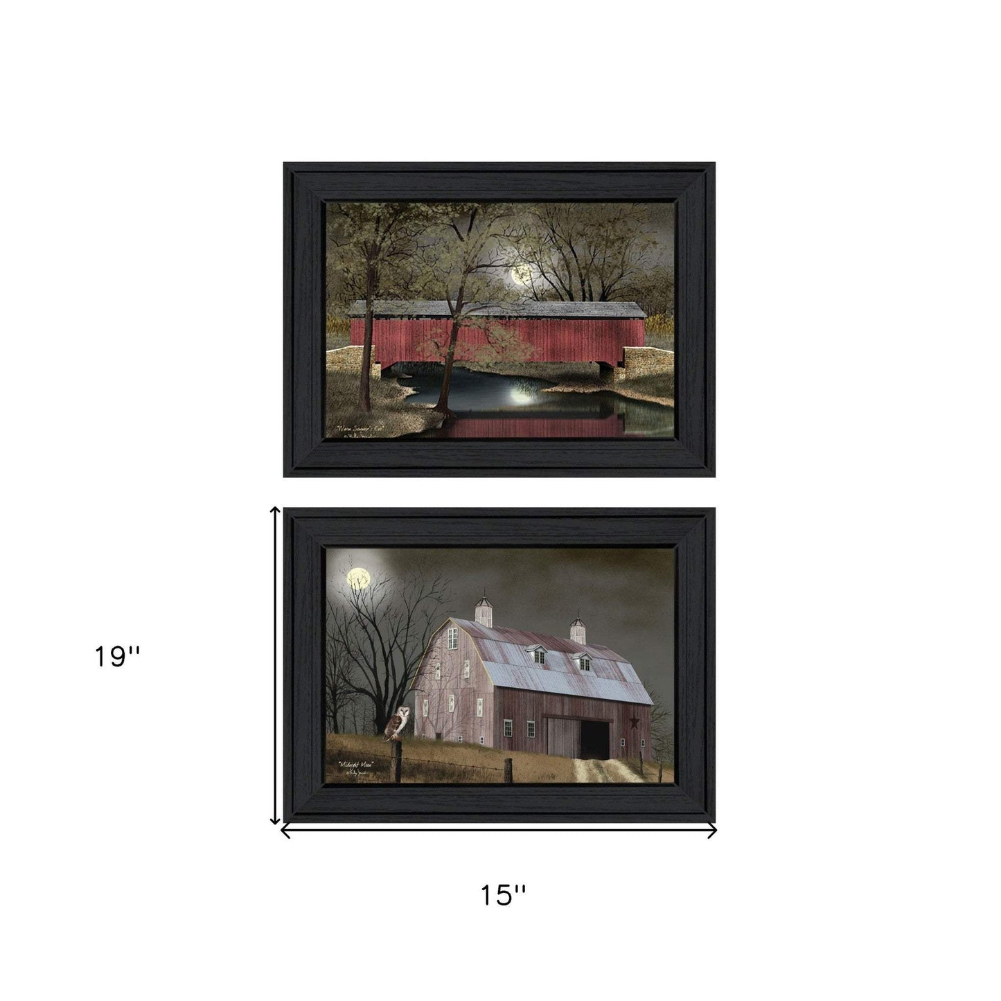 Set Of Two Midnight Moon 2 Black Framed Print Wall Art - Homeroots - Flyclothing LLC