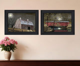 Set Of Two Midnight Moon 2 Black Framed Print Wall Art - Homeroots - Flyclothing LLC