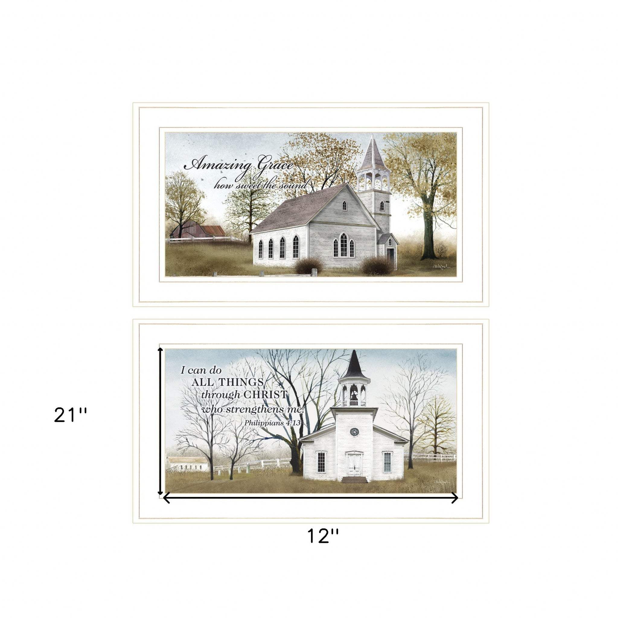 Set Of Two Amazing Grace 2 White Framed Print Wall Art - Homeroots - Flyclothing LLC