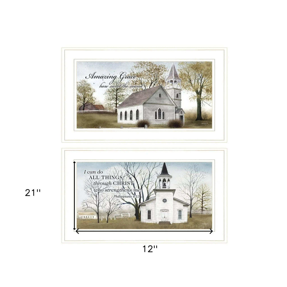 Set Of Two Amazing Grace 2 White Framed Print Wall Art - Homeroots - Flyclothing LLC