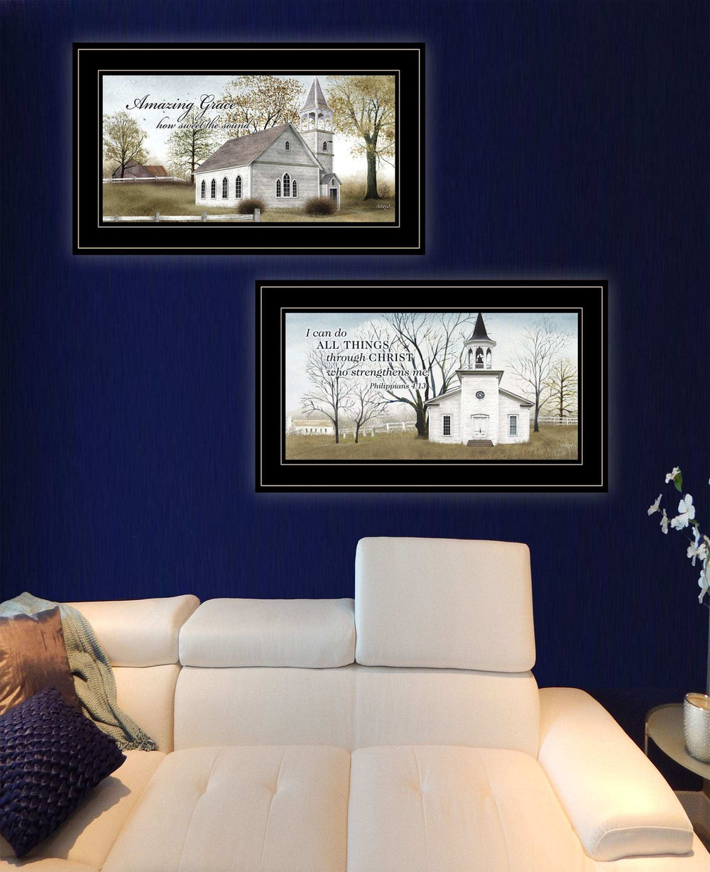 Set Of Two Amazing Grace 4 Black Framed Print Wall Art - Homeroots - Flyclothing LLC
