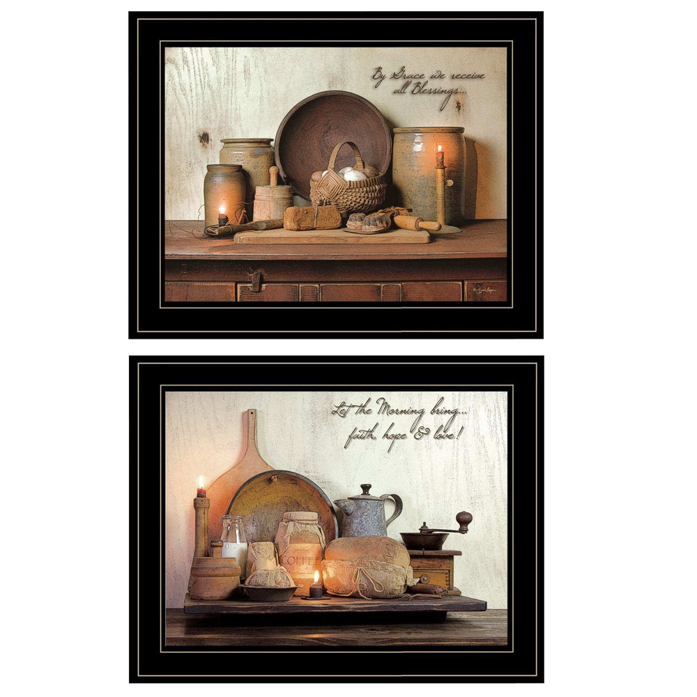 Set Of Two By Grace 3 Black Framed Print Kitchen Wall Art - Homeroots - Flyclothing LLC
