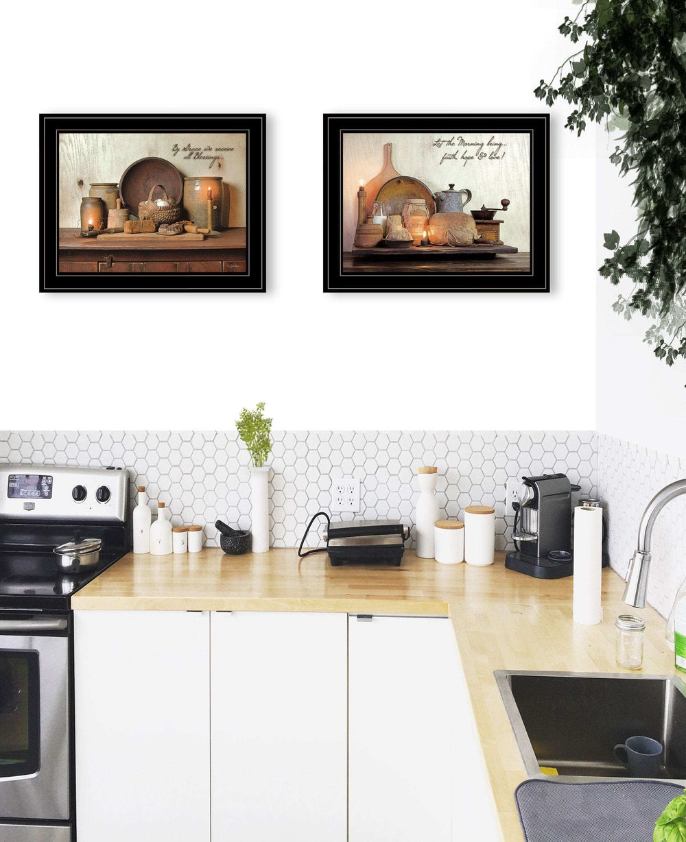 Set Of Two By Grace 3 Black Framed Print Kitchen Wall Art - Homeroots - Flyclothing LLC