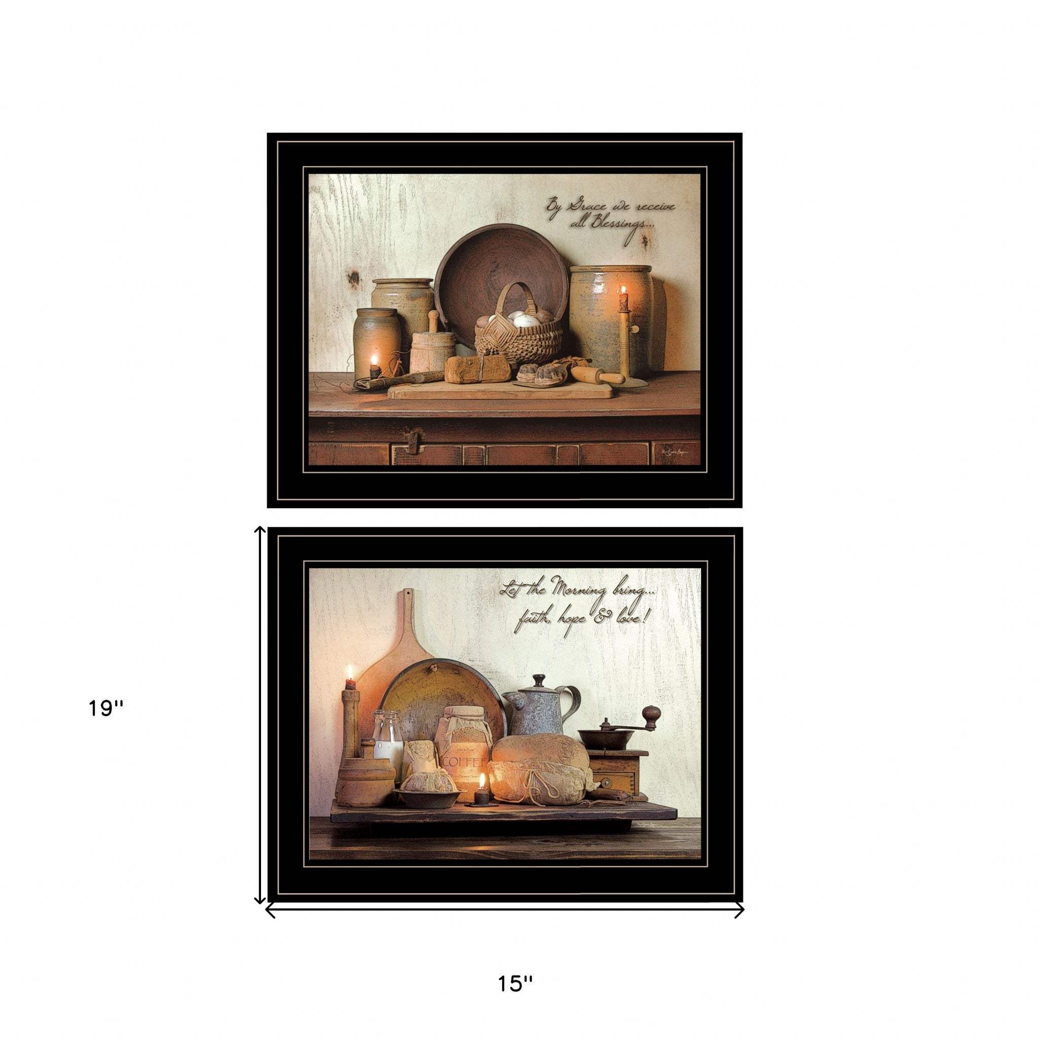 Set Of Two By Grace 3 Black Framed Print Kitchen Wall Art - Homeroots - Flyclothing LLC