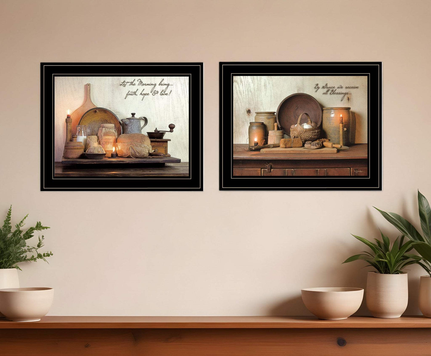Set Of Two By Grace 3 Black Framed Print Kitchen Wall Art - Homeroots - Flyclothing LLC