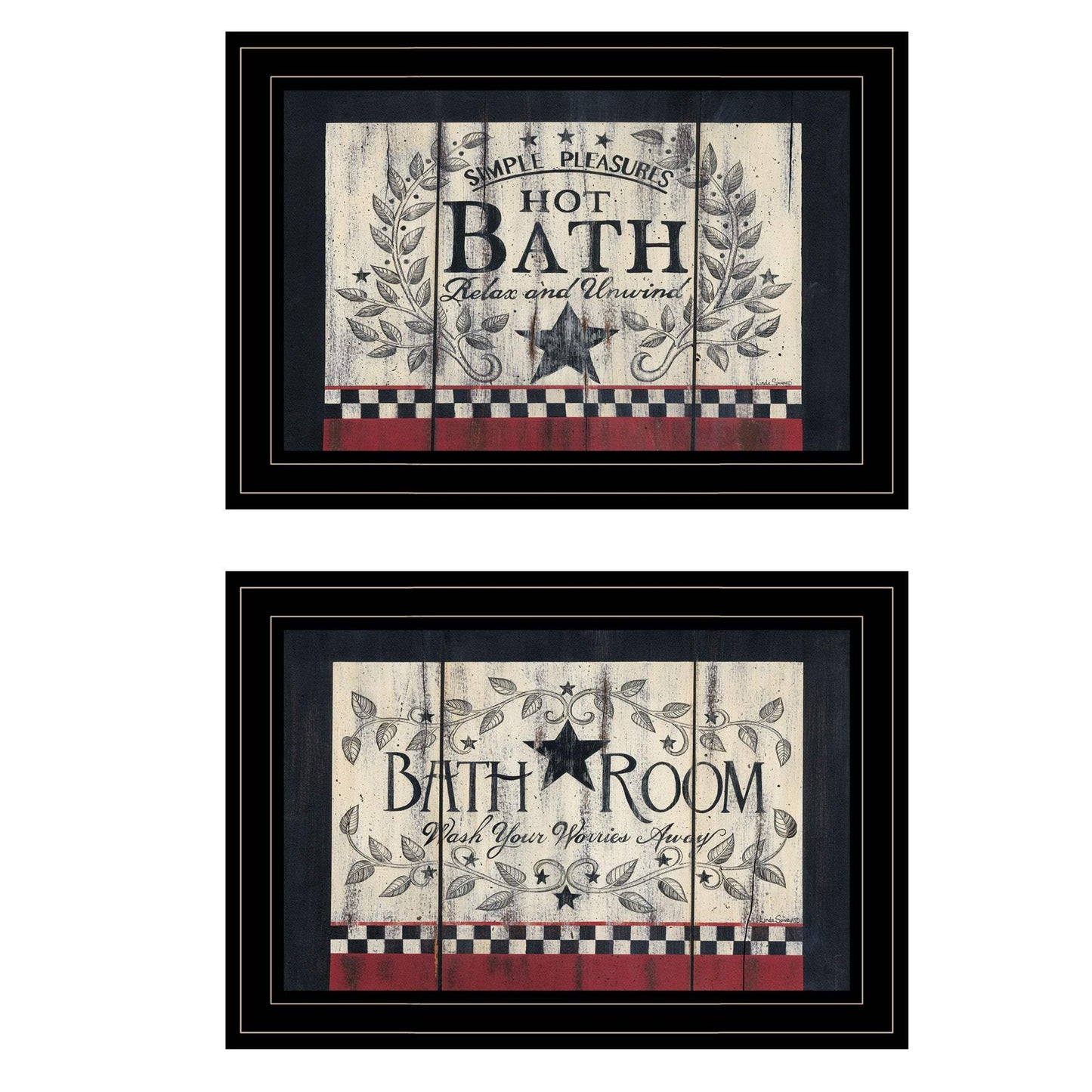 Set Of Two Hot Bath Black Framed Print Bathroom Wall Art - Homeroots - Flyclothing LLC